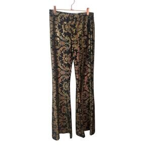 Girl On A Vine Bell bottom Flare Black & Gold Festival Concert‎ Wear L